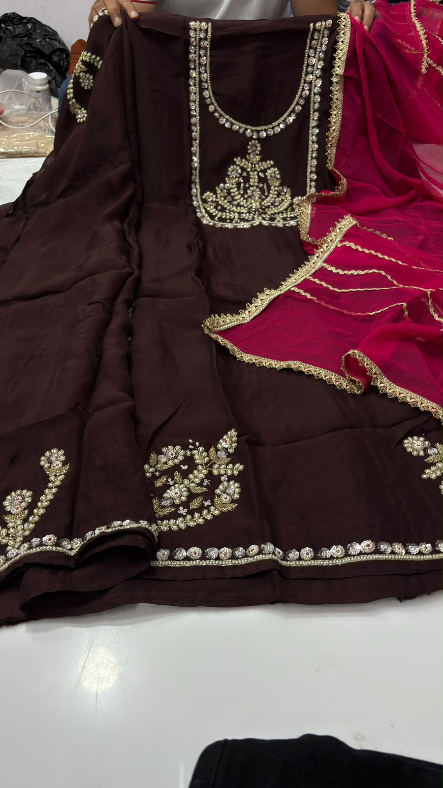Shahi Chocolate Zardozi Suit